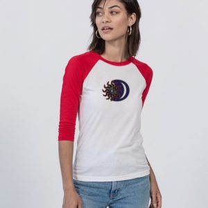 Retro Sun-n-The-Moon Unisex Three-Quarter Sleeve Baseball Tee.